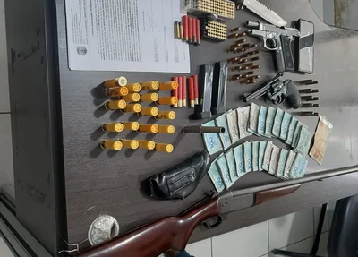 Armas, dinheiro e munições foram apreendidos pela PCMA na fazenda em Matões