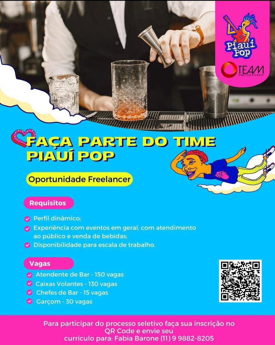 Banner de contratação de 325 profissionais para o Piauí Pop
