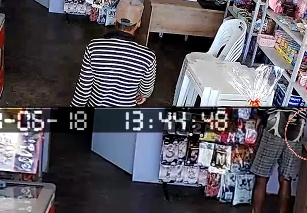 Câmera flagra bandido furtando comércio em Betânia do Piauí