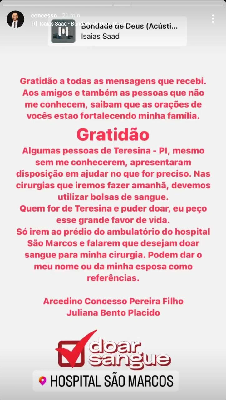 Campanha de doação de sangue para aa família