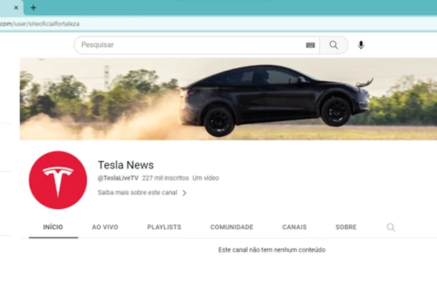 Canal do Fortaleza foi heckeado e substituído por produtos da Tesla nesta sexta-feira (9)