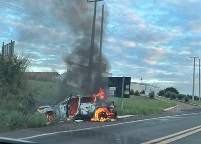 Carro pegou fogo na BR 343, em Piripiri