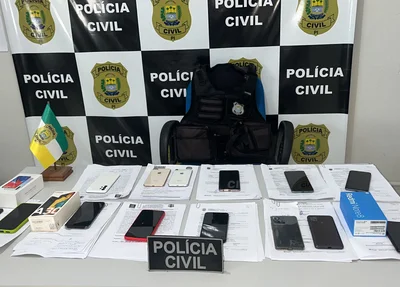 Celulares recuperados pela Polícia Civil