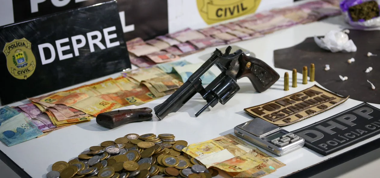 Entorpecentes e arma de fogo apreendidos