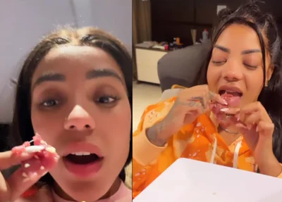 Ludmilla e Brunna Gonçalves comendo carne crua
