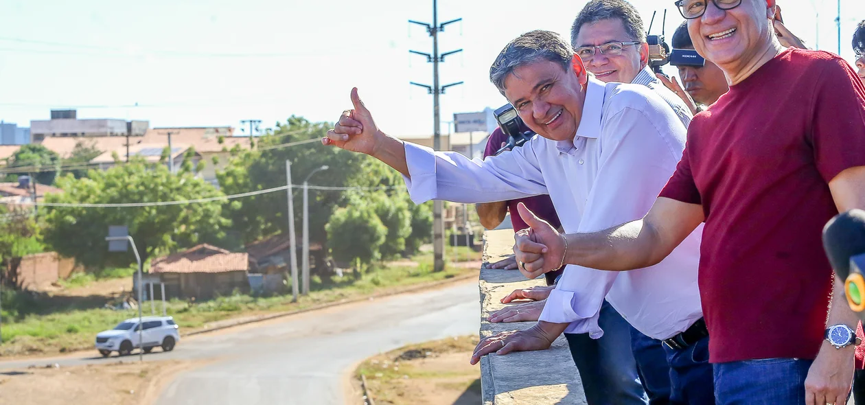 Wellington Dias e Deputado Franzé Silva em visita ao viaduto do marcado do peixe