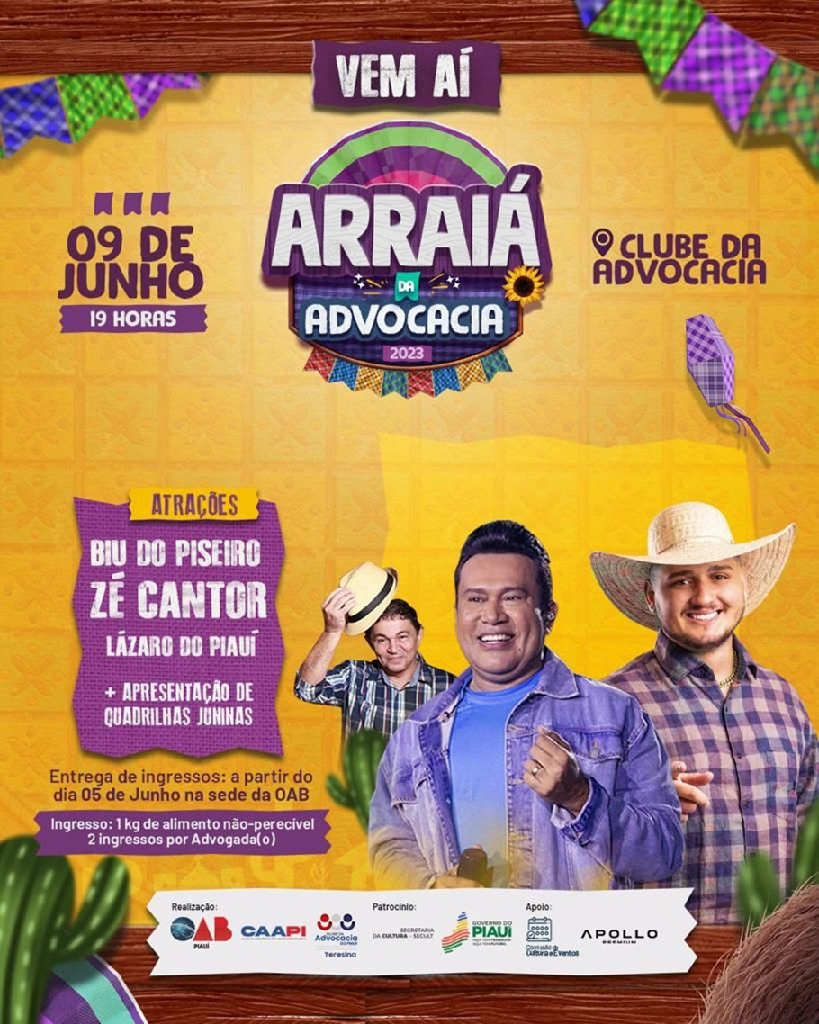 OAB-PI realiza Arraiá da Advocacia nesta sexta em Teresina