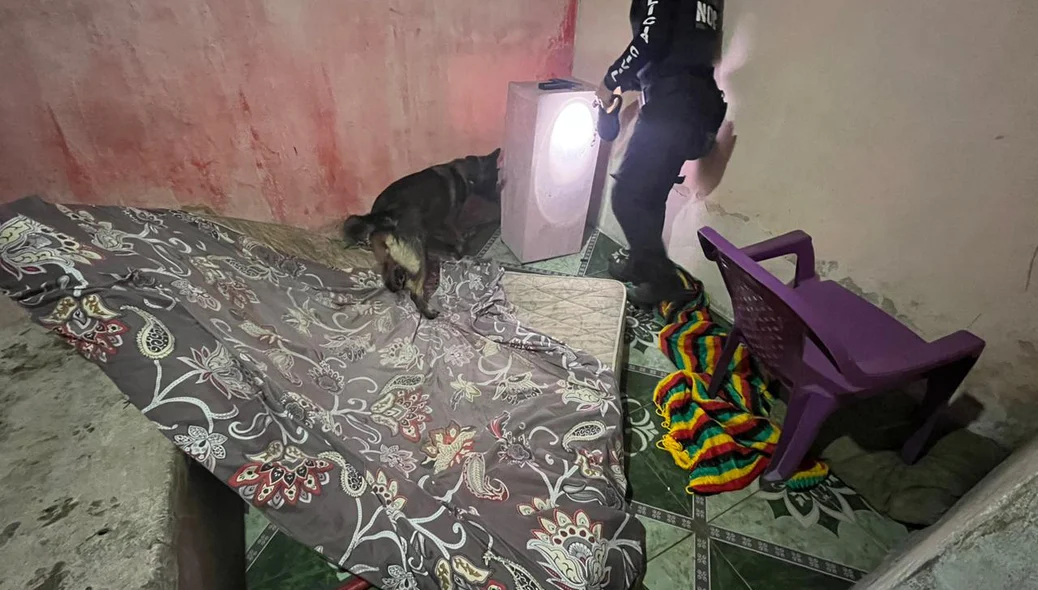 Policiais utilizaram cão farejador para encontrar drogas