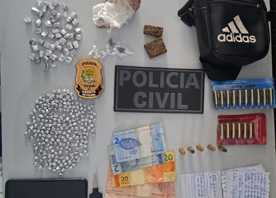 Suspeito também foi autuado em flagrante por tráfico de drogas
