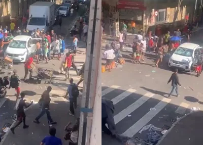 Usuários de drogas atacam carros na Cracolândia