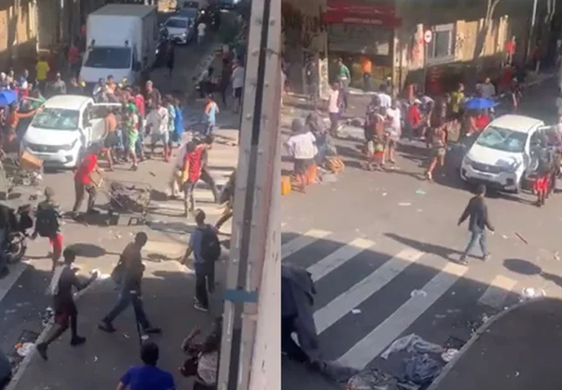 Usuários de drogas atacam carros na Cracolândia