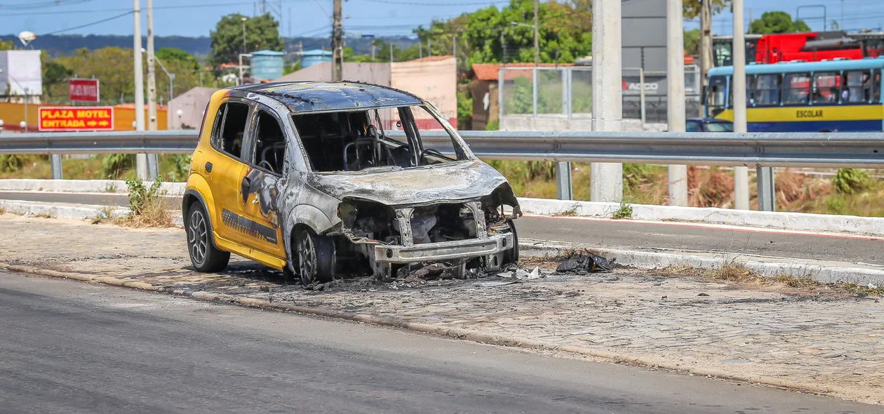 Veículo pega fogo na BR-316