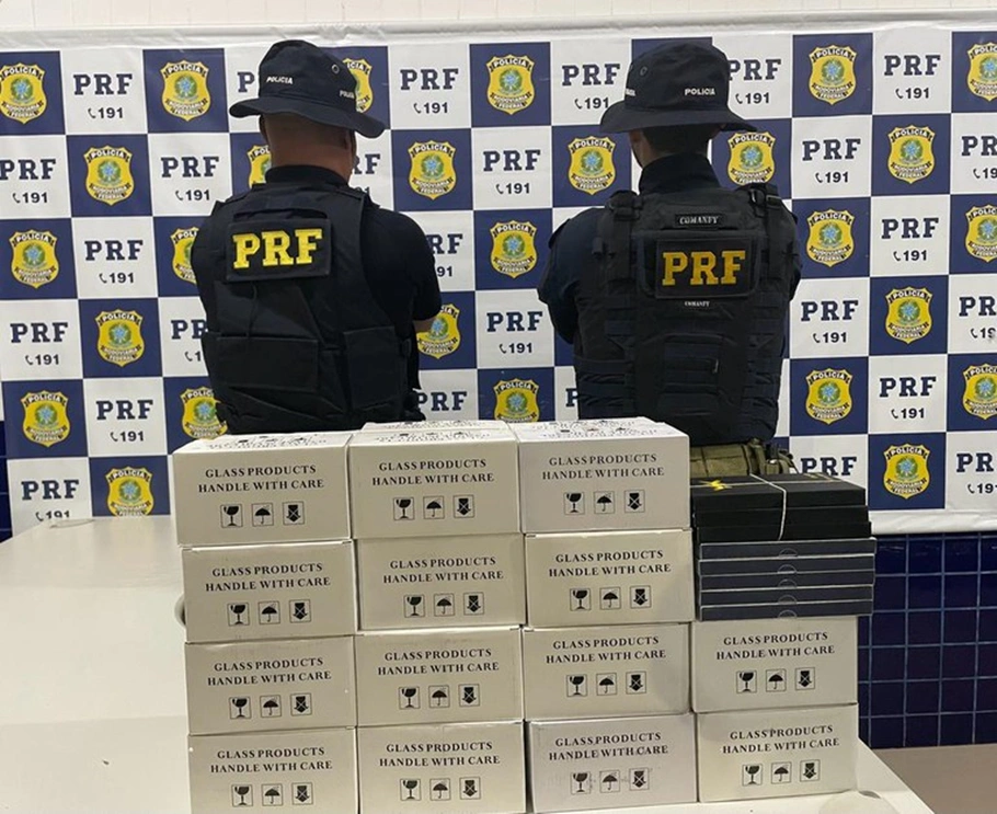 Aparelhos eletrônicos apreendidos pela PRF