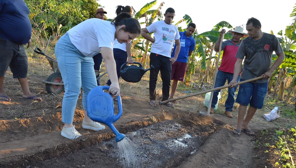 As práticas aconteceram nas Hortas Cristino e João Lauro, e também no apiário Abelha Rainha