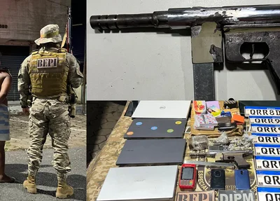 BEPI prende bandido com submetralhadora, drogas e itens roubados no Centro de Teresina