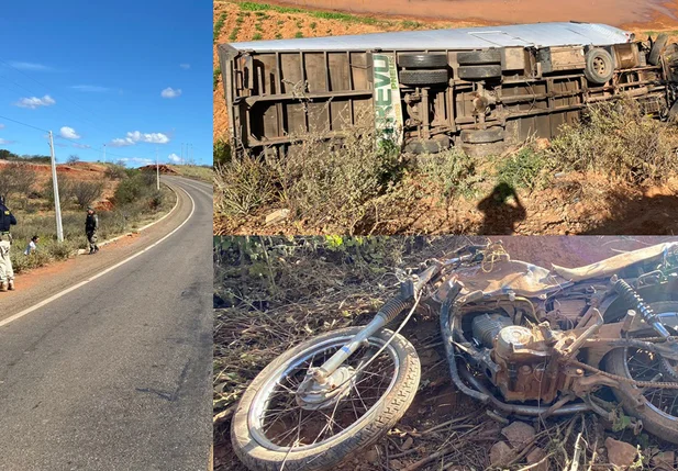 Colisão entre caminhão e moto deixa homem morto na BR 407 em Acauã