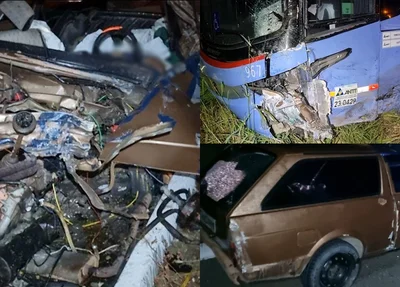 Colisão frontal entre carro e ônibus em Cocal