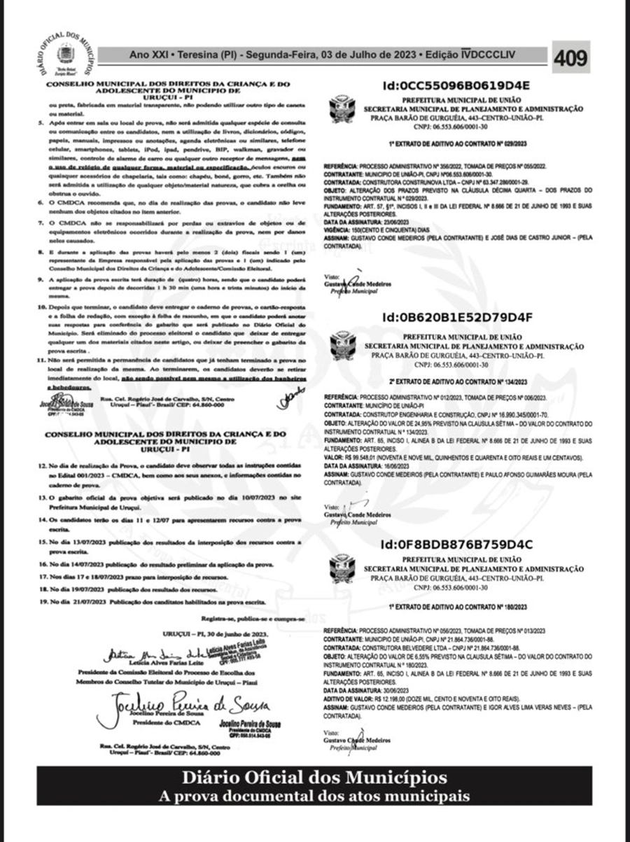 Documento completo com os detalhes do concurso esta disponível no site da Prefeitura Municipal de Uruçuí.