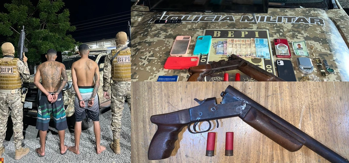 Dupla foi presa pelo BEPI com arma de policial em Teresina