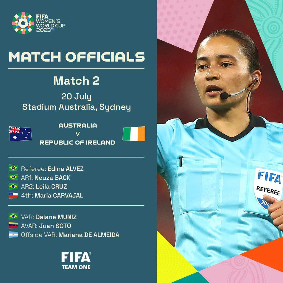 Equipe de arbitragem da partida entre Austrália e Irlanda