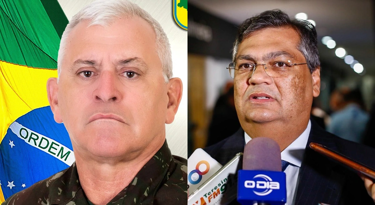 General Fernando José Sant’Ana Soares e Silva e ao lado, o ministro Flávio Dino