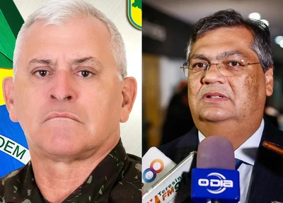 General Fernando José Sant’Ana Soares e Silva e ao lado, o ministro Flávio Dino