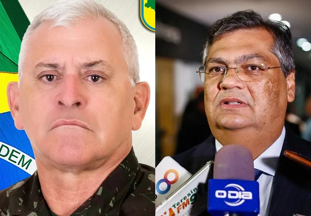 General Fernando José Sant’Ana Soares e Silva e ao lado, o ministro Flávio Dino
