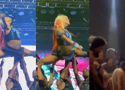 Pabllo Vittar cai durante show