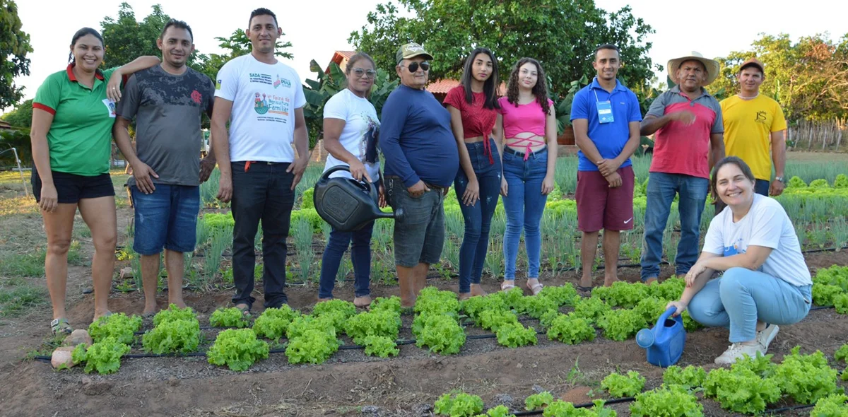 Participantes praticando as técnicas de cultivo aprendidas