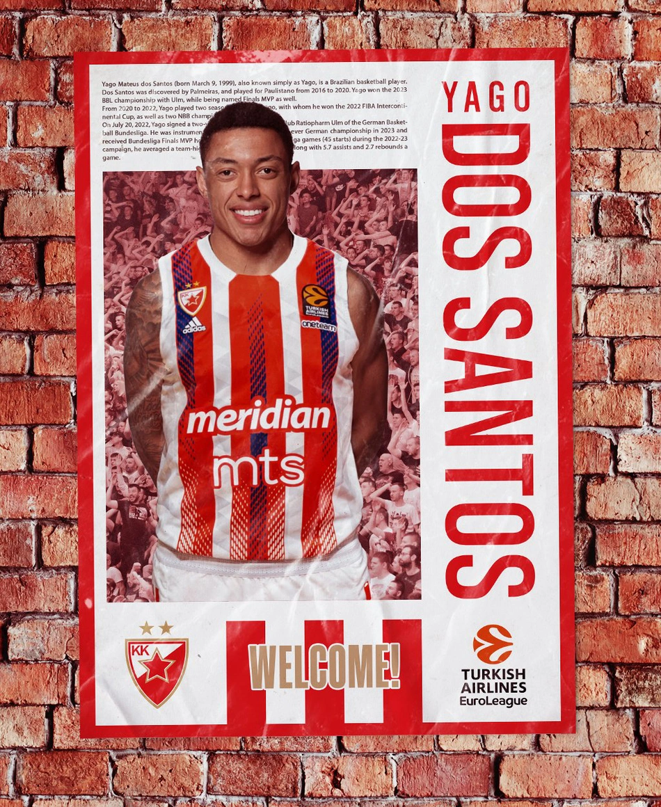 Yago dos Santos é o novo armador do Estrela Vermelha de Belgrado