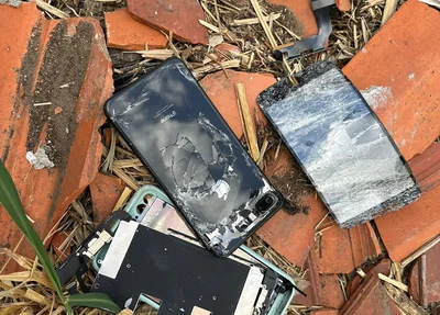 Aparelho celular danificado pela mulher