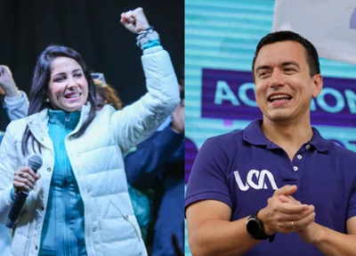 Luisa González e Daniel Noboa, candidatos do 2º turno das eleições presidenciais do Equador