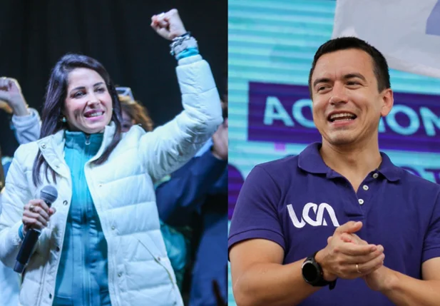 Luisa González e Daniel Noboa, candidatos do 2º turno das eleições presidenciais do Equador