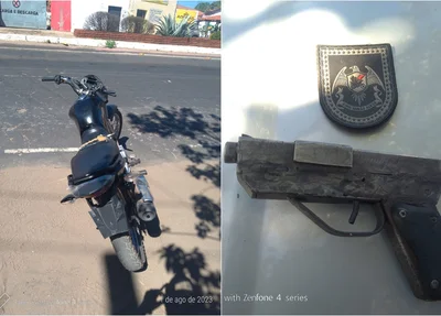 Moto e armas de fogo recuperadas