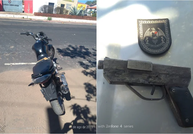 Moto e armas de fogo recuperadas
