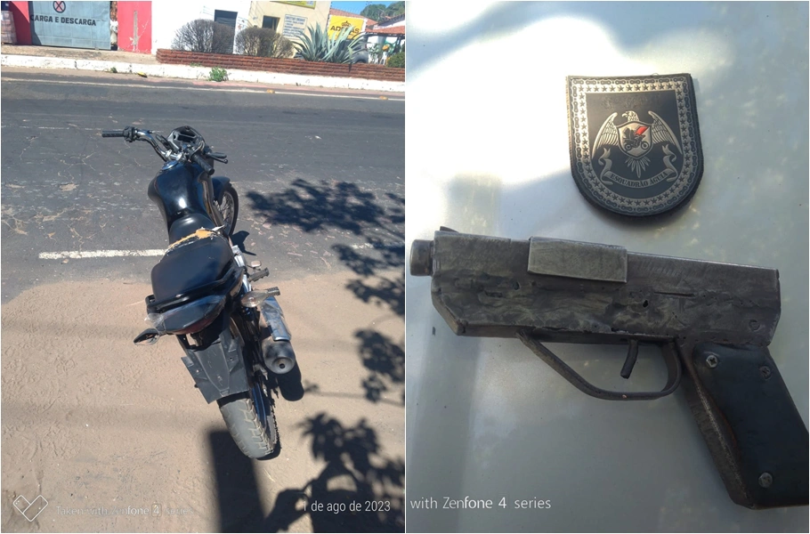 Moto e armas de fogo recuperadas