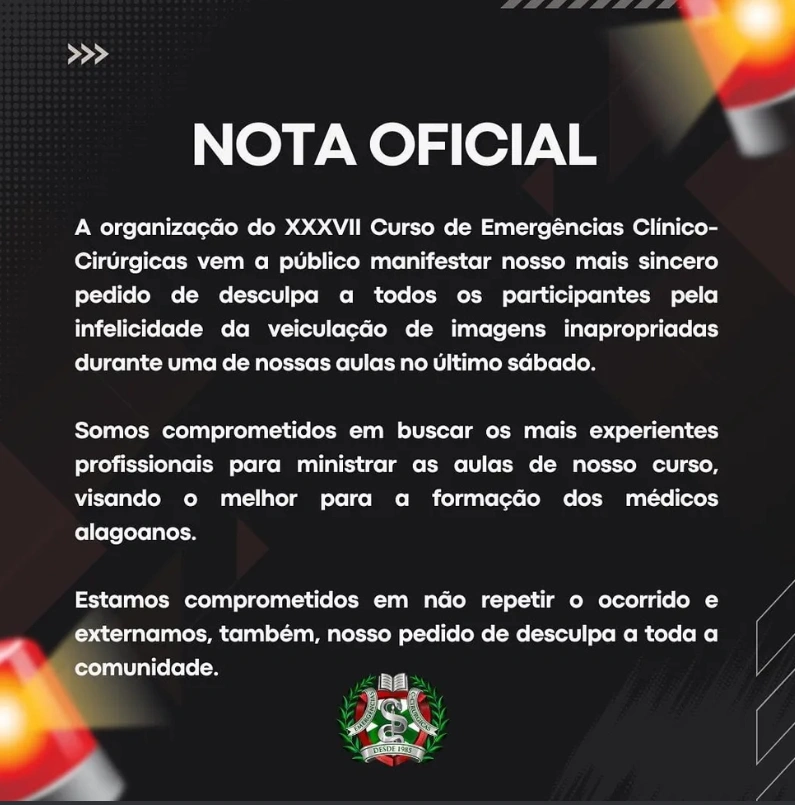 Nota oficial da organização do evento