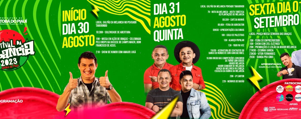 Prefeito Hilton Gomes divulga programação oficial do Festival da Melancia 2023 em Jatobá do Piauí