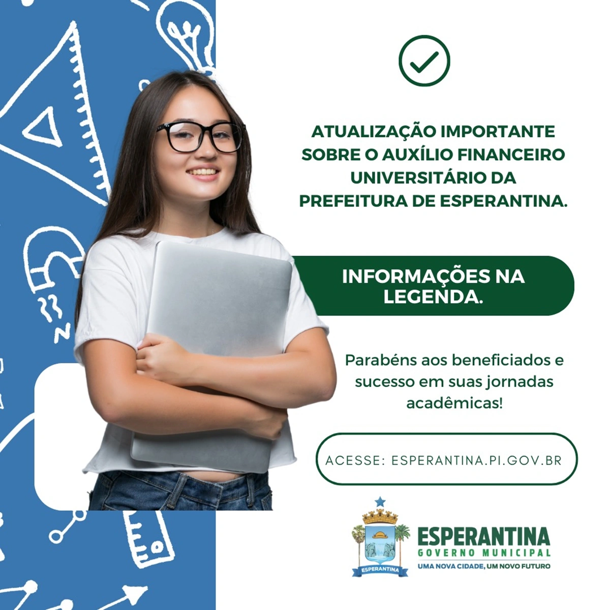 Prefeitura de Esperantina atualiza alunos sobre Auxílio Financeiro Universitário