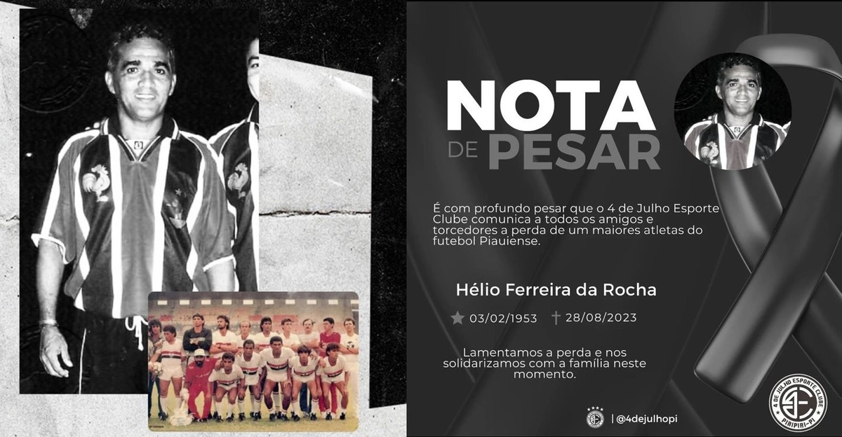 River e 4 de Julho lamentam morte de Hélio Rocha