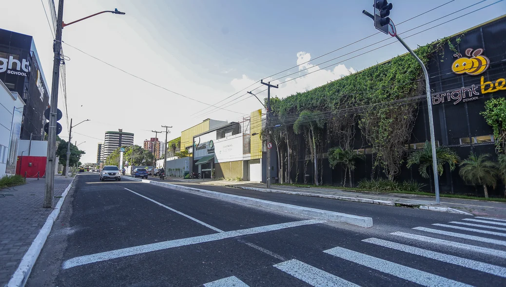 Canteiro e nova sinalização na Avenida