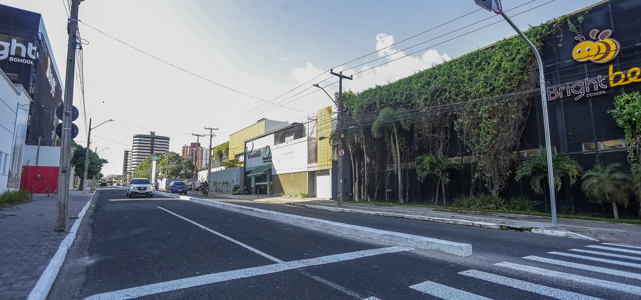 Canteiro e nova sinalização na Avenida