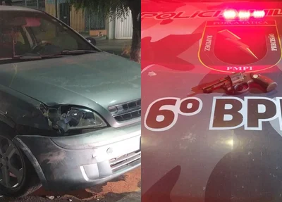 Carro e arma de fogo apreendidas em posse do suspeito