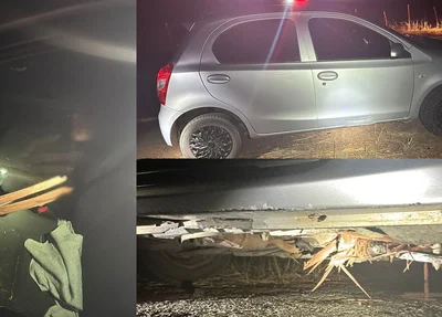 Carro modelo Toyota Etios envolvido na ocorrência