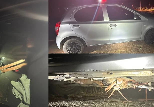 Carro modelo Toyota Etios envolvido na ocorrência