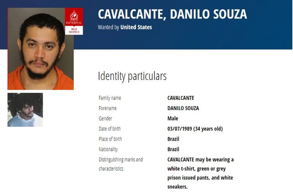 Danilo Souza Cavalcante agora é procurado pela Interpol
