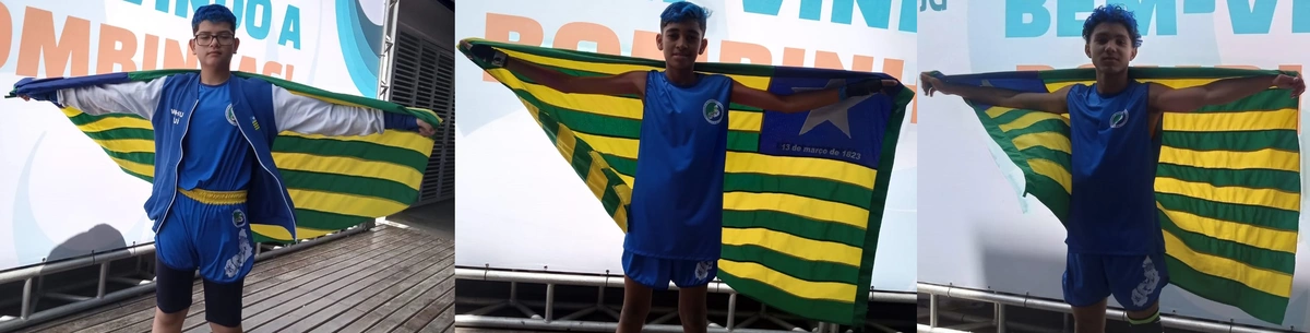 Diego Ariel, Arthur Lima e João Henrique, atletas da seleção piauiense de kung fu