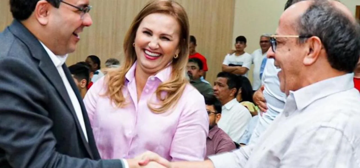 Governador Rafael Fonteles e deputado Hélio na filiação da prefeita Carmelita Castro ao PT
