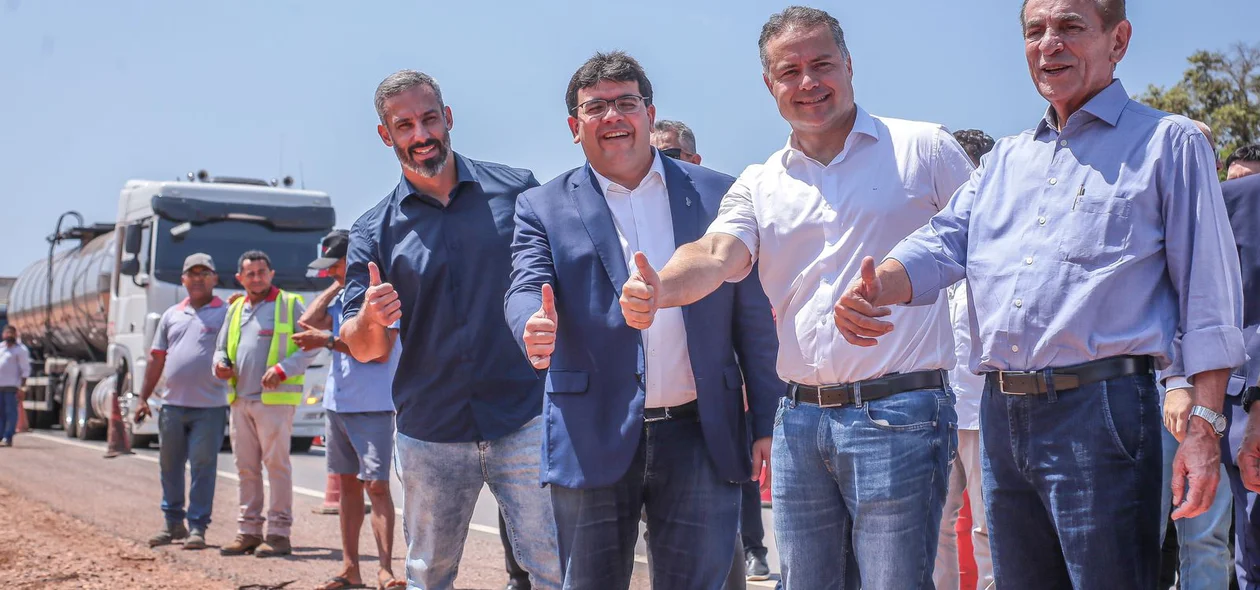 Governador Rafael Fonteles e Ministro Renan Filho em visita a obra de duplicção da BR-316
