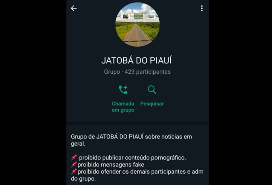 Grupo de WhatsApp onde foram enviados os áudios